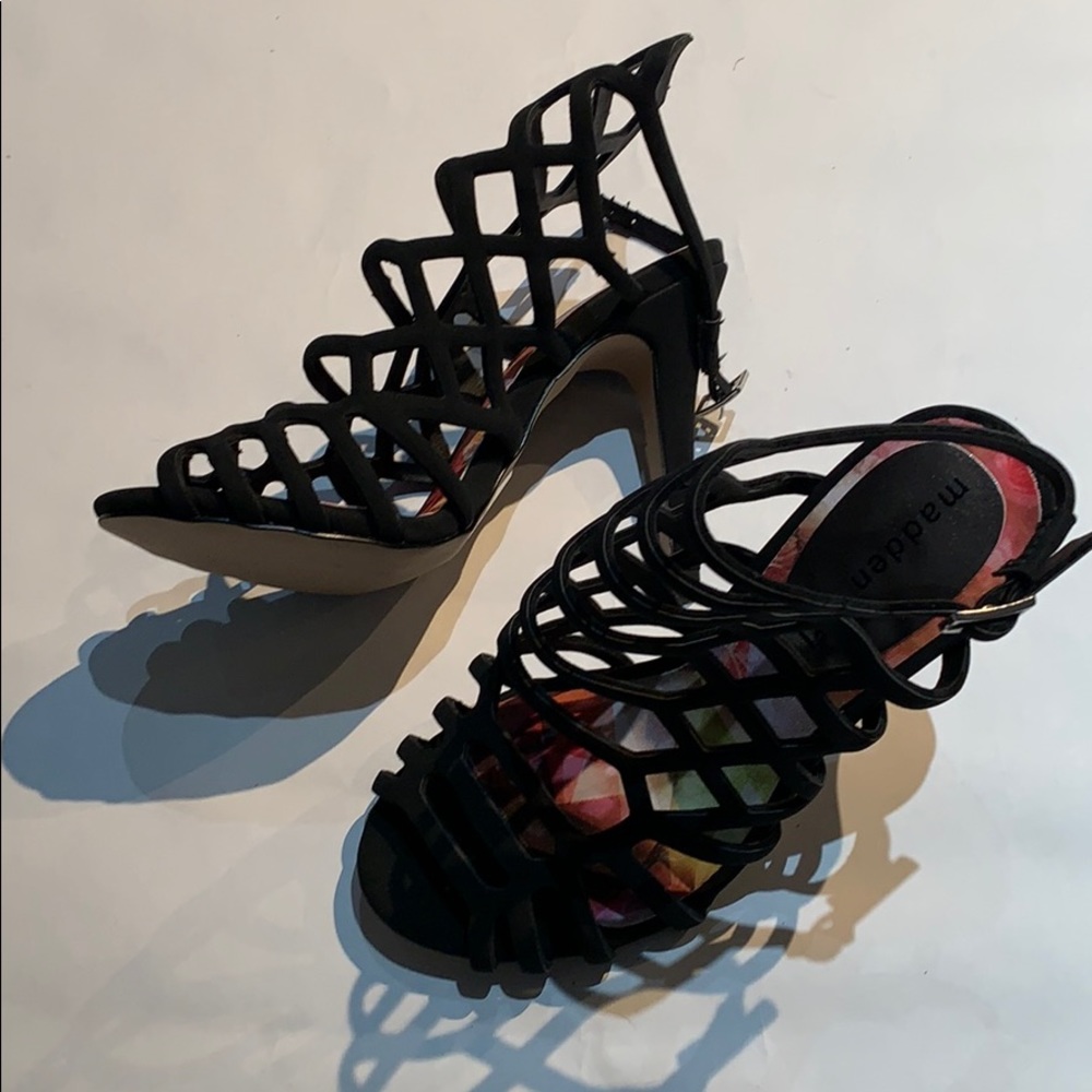 Madden girl black strap heels